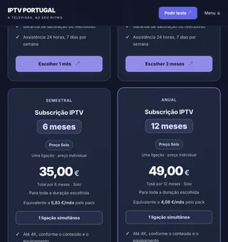 Planos Solo de seis e doze meses com totais de 35 e 49 euros.