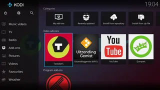 Área Add-ons do Kodi com a opção Install from repository.