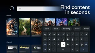Pesquisa de títulos na interface de demonstração do TiviMate.