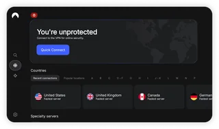Ecrã de ligação do NordVPN no Android TV. Exemplo de uma aplicação VPN, não uma descrição do VPN incluído no plano.
