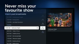 Seleção de uma emissão passada no TiviMate. A programação visível não garante disponibilidade de replay.