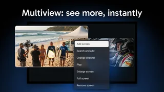 Apresentação da função MultiView no TiviMate, com vários vídeos no mesmo ecrã.